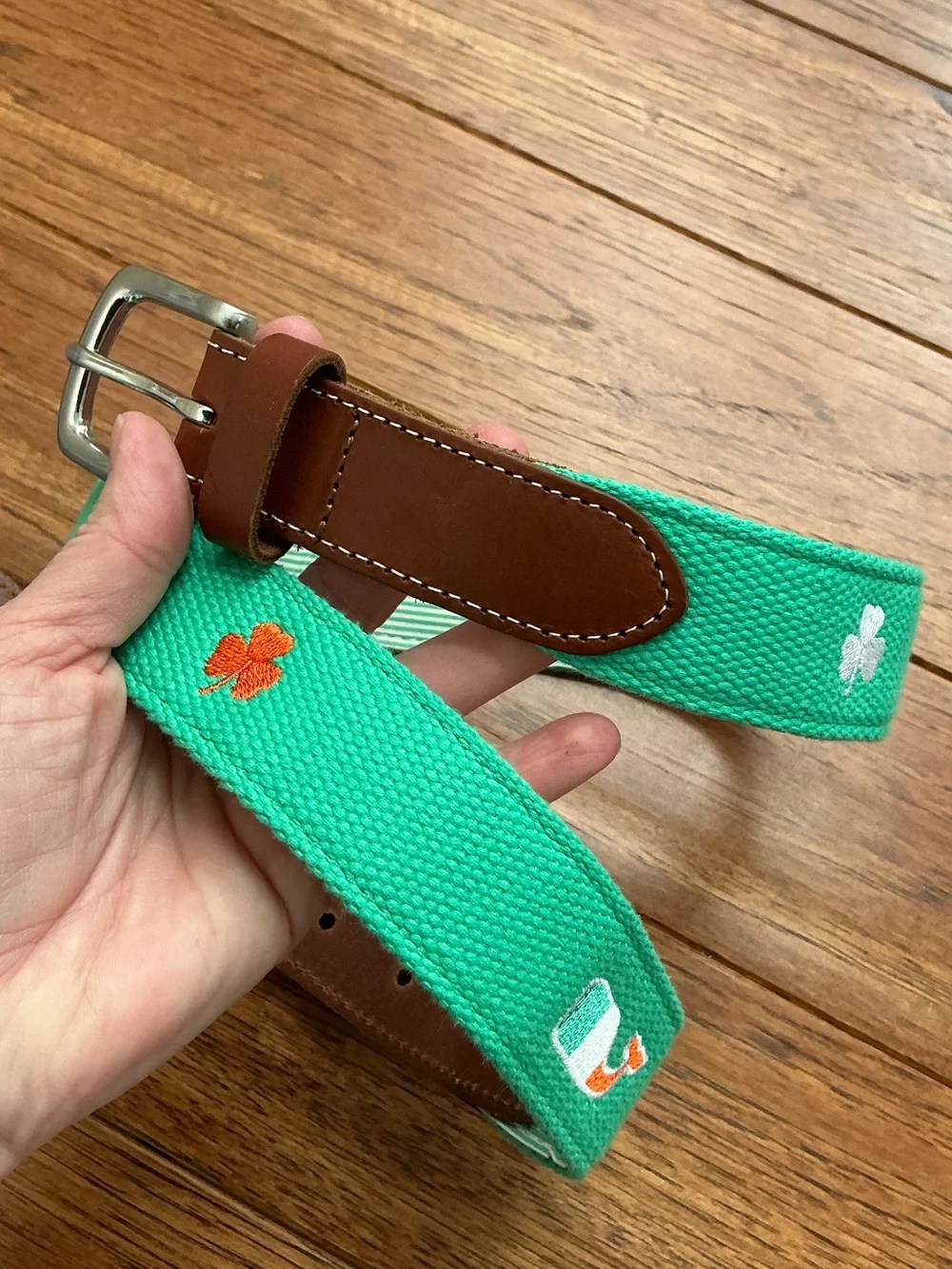 Vineyard Vines Irish St. Patrick’s Belt, green with Irish colors, size 32